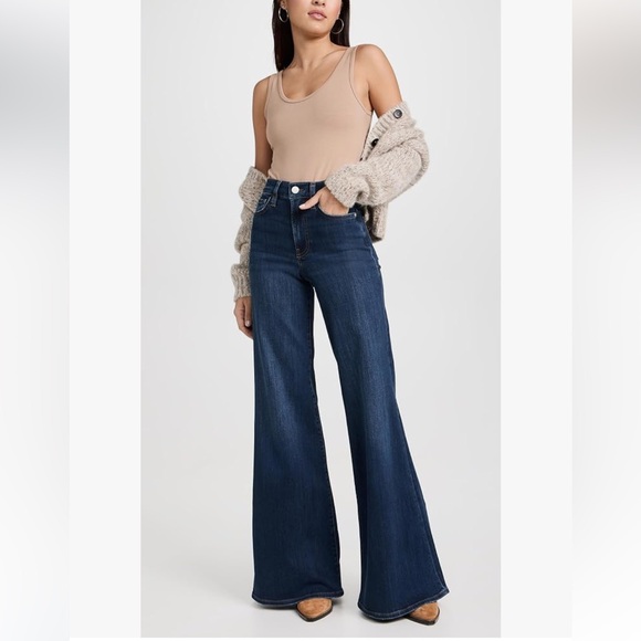 Frame Denim Denim - Frame The Palazzo Jeans Long Flare Denim Dark Blue Wash Size 27